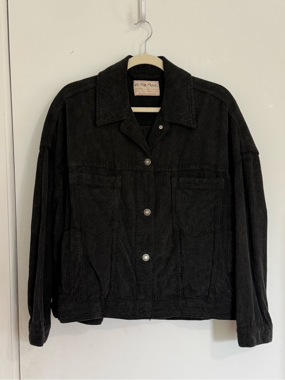 We The Free Black Corduroy Button-Front Jean Jacket